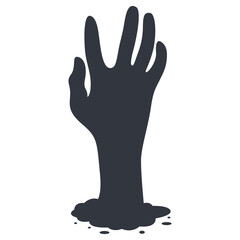 Silhouette of Scary Halloween Zombie Hand. Flat Vector Illustration.