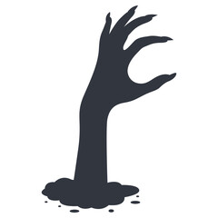 Silhouette of Scary Halloween Zombie Hand. Flat Vector Illustration.