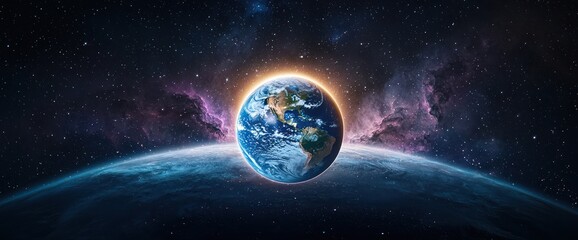 Obraz premium Earth from space, glowing halo