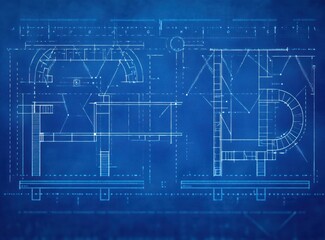 Blueprint Typography Graphic Design Technical Drawing Alphabet Architectural Font