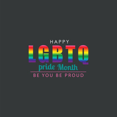 Happy LGBTQ Pride Month Typography with Rainbow Gradient