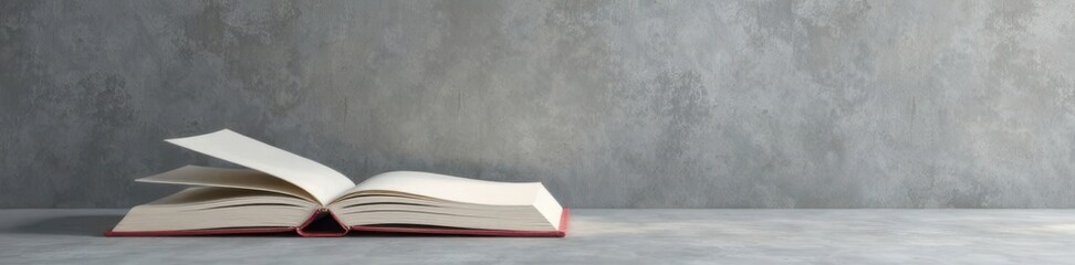 Sleek hardcover book mockup on a concrete wall, minimalist, wall decor