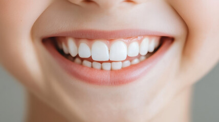 Obraz premium perfectly captured moment of child smile, showcasing bright white teeth and joyful expression that radiates happiness and innocence