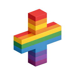 Fototapeta premium 3D minimalistic LGBTQ+ symbol featuring rainbow colored cross shape, representing diversity and inclusion. vibrant colors create sense of unity and pride