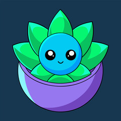 A glowing nightlight succulent planted in a moon-shaped pot, casting a soft, serene light. Perfect for digital artwork, creative projects, and modern designs.