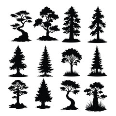 Collection of Tree Silhouettes for Nature and Landscape Design