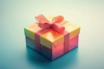Obraz premium A small colorful gift box with a lovely decorative ribbon