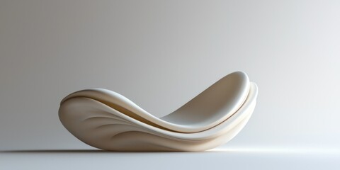 A smooth, flowing abstract shape in a soft neutral tone, exuding minimalist elegance