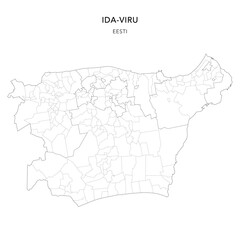Geopolitical Vector Map of Ida-Viru County (Estonia) with Municipalities (Omavalitsused), and Settlements (Asulad) Administrative Subdivisions as of 2025 - Estonia
