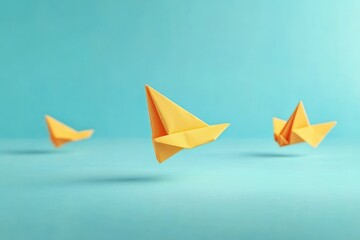 Success Concept from Sinking Boat to Flying Paper Airplane