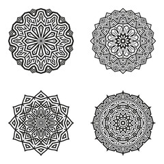 set bundle Black and white mandala vector element