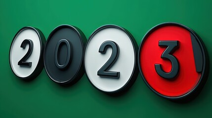 2025 Calendar Numbers Flipping on Vibrant Green Background