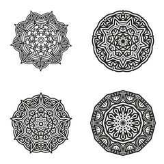 set bundle Black and white mandala vector element