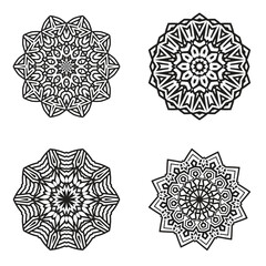 set bundle Black and white mandala vector element