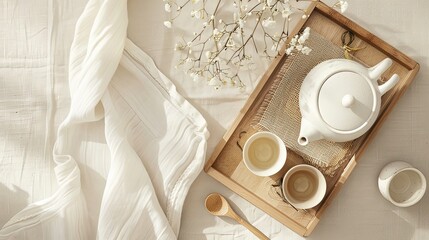 Minimalist Tea Ceremony Scene with Natural Light and Soft Tones