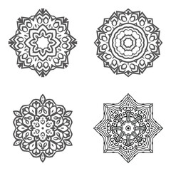 set bundle Black and white mandala vector element
