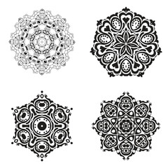 set bundle Black and white mandala vector element