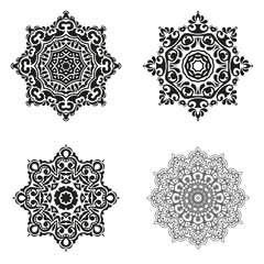 set bundle Black and white mandala vector element
