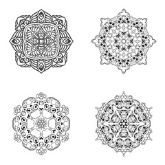 set bundle Black and white mandala vector element