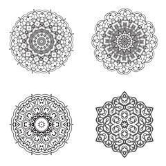 set bundle Black and white mandala vector element