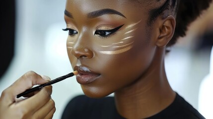 A makeup artist demonstrating contouring techniques during a tutorial session