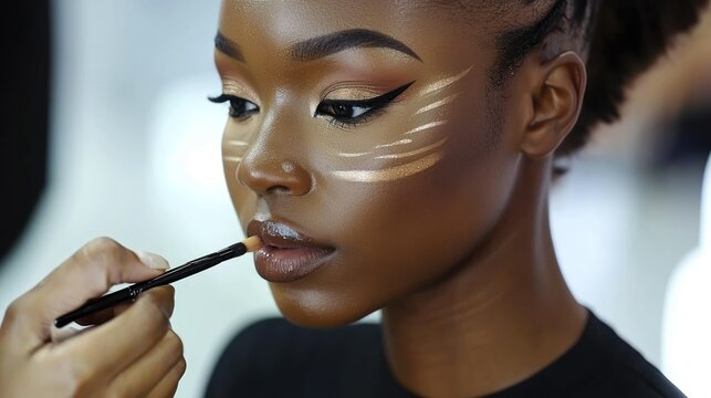 A makeup artist demonstrating contouring techniques during a tutorial session