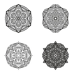 set bundle Black and white mandala vector element
