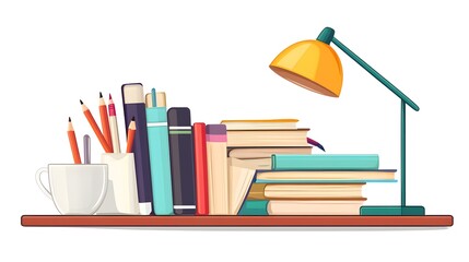 Professional School Supplies and Books Isolated Set for Educational Designs