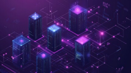 Fototapeta premium Futuristic server farm isometric illustration
