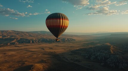 Fototapeta premium A close-up of a colorful hot air balloon floating in the sky