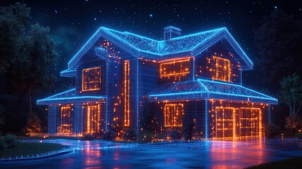 Futuristic Smart Home: A Nighttime Vision of Digital Architecture