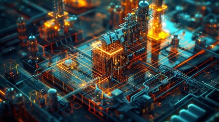 Obraz premium Conceptual high resolution blueprint of cost analysis framework showcasing glowing geometric expense breakdowns profit margins and operational efficiency