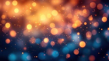 Bokeh Background with Warm Golden and Cool Blue Orbs of Light in Abstract Composition and Shallow Depth of Field