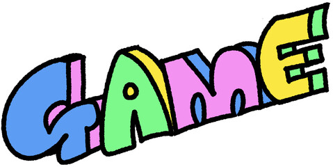 GAME 텍스트, 컬러풀 타이포그래피 일러스트