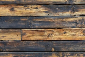 Obraz premium Rustic wooden planks background with charred wood texture for designs and decoration
