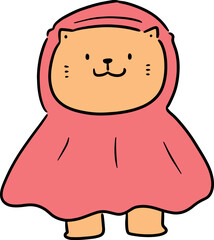 Illustration of cat wearing rain jacket
