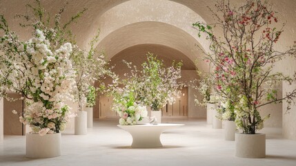 Vibrant floral display in modern retreat aesthetic location interior design cozy environment artistic concept