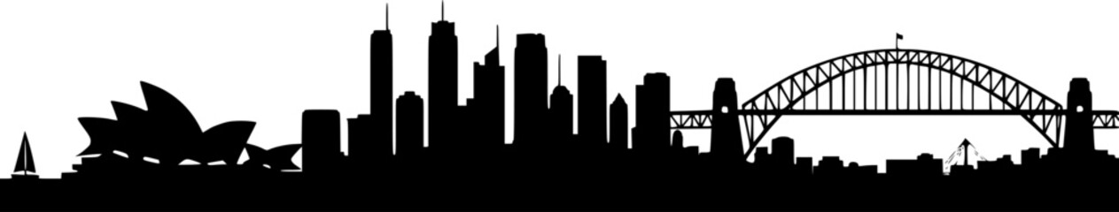 Naklejka premium Sydney Australia Skyline Silhouette Vector 