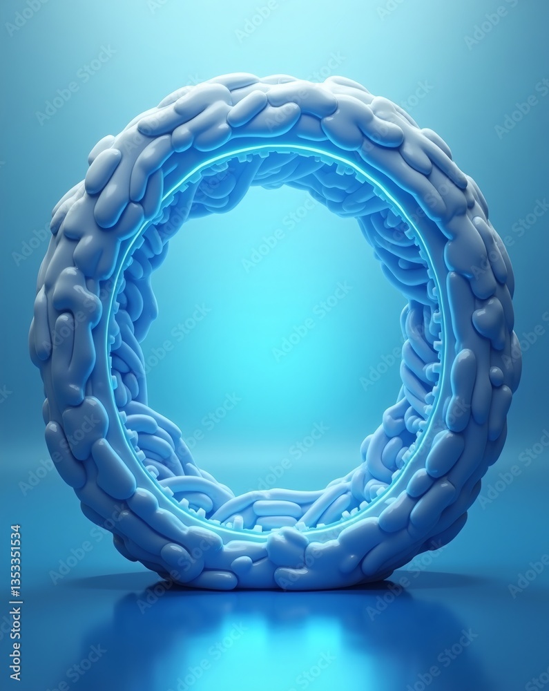 Aufkleber A 3D render of a neon blue ring with an artistic and creative design, perfect for abstract compositions