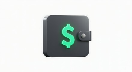 Fototapeta premium 3D Wallet with Glowing Dollar Sign Representing Financial Concepts, Economy