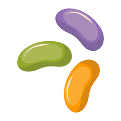 Illustration of Spooky Halloween Candy with Trendy Cartoon Design. Isolated on White Background.