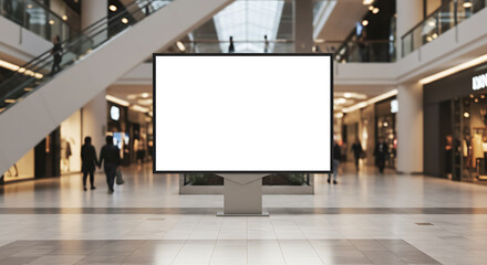 Blank Square Advertisement Billboard Mockup in Modern Shopping Mall