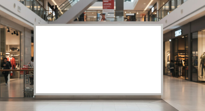 Blank Advertising Billboard Mockup in Modern Shopping Mall