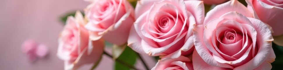Obraz premium Close-up of a pink and white rose arrangement, soft focus , soft focus, rose