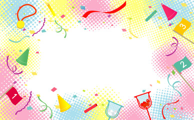 運動会　玉入れ徒競走　背景イラスト