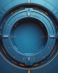 Obraz premium a futuristic circular portal or gateway design. The design is rendered with a metallic texture and a cool color scheme.