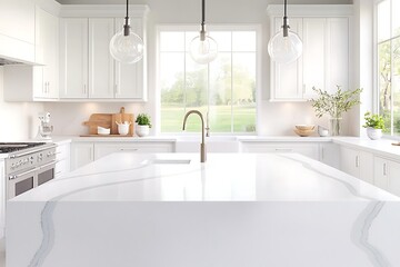 Modern Kitchen Island for Sunlight, Luxury Home.