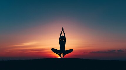 Minimalist yoga pose silhouette at sunrise for a serene wellness channel banner promoting calm