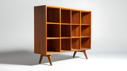 A wooden cabinet with a white background. AI Generated