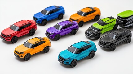 Diverse Miniature Vehicles on White Background